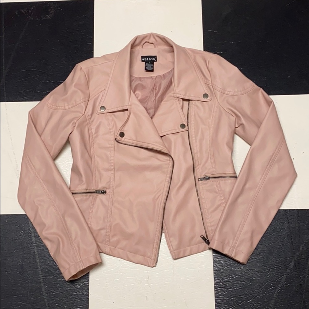 Pink Faux Leather Moto Jacket 💕